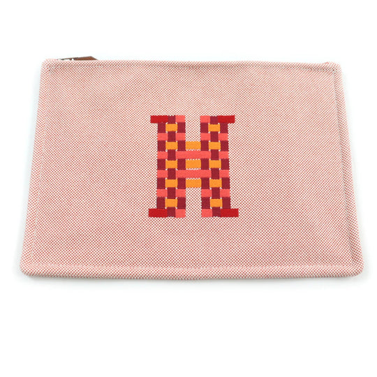 HERMES Pouch H103608M Main: Cotton cognac H tissage Women Used Authentic