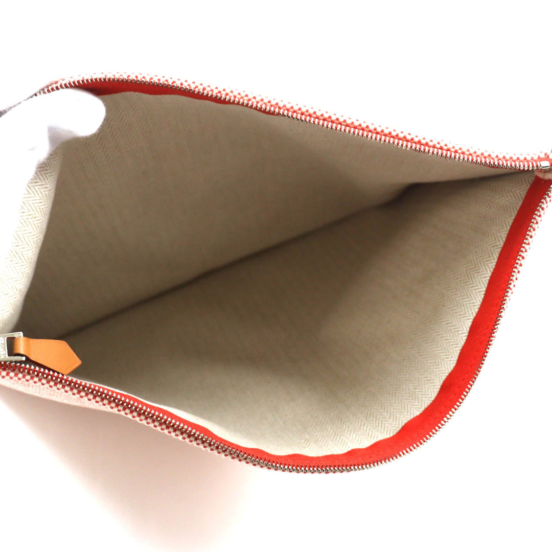 HERMES Pouch H103608M Main: Cotton cognac H tissage Women Used Authentic