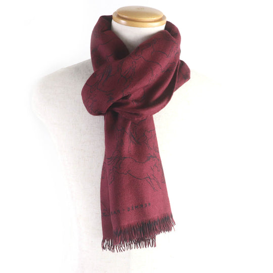 HERMES Scarf Main: 70% cashmere, Main: 30% silk Bordeaux mens Used Authentic