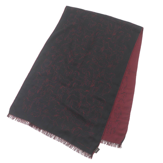 HERMES Scarf Main: 70% cashmere, Main: 30% silk Bordeaux mens Used Authentic