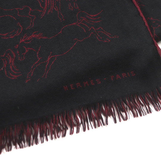 HERMES Scarf Main: 70% cashmere, Main: 30% silk Bordeaux mens Used Authentic