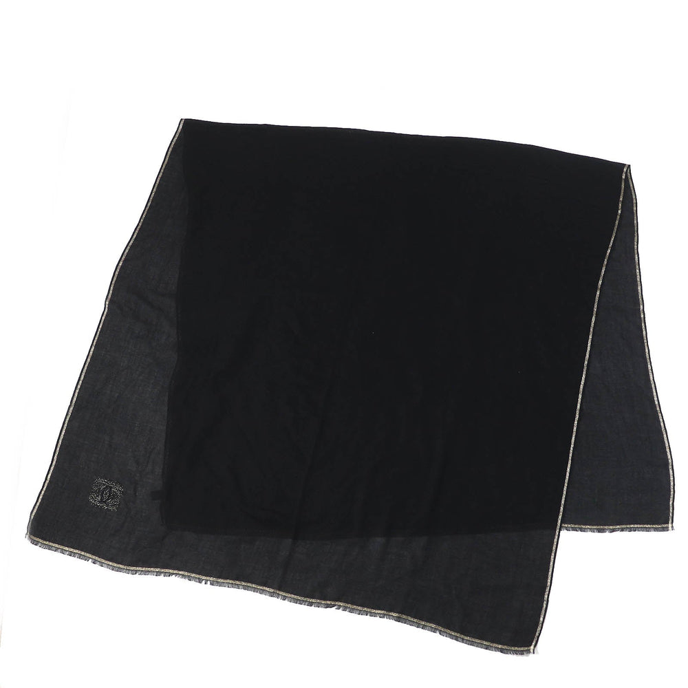 CHANEL Scarf 15C Main: 100% cashmere black gold glitter Women Used Authentic