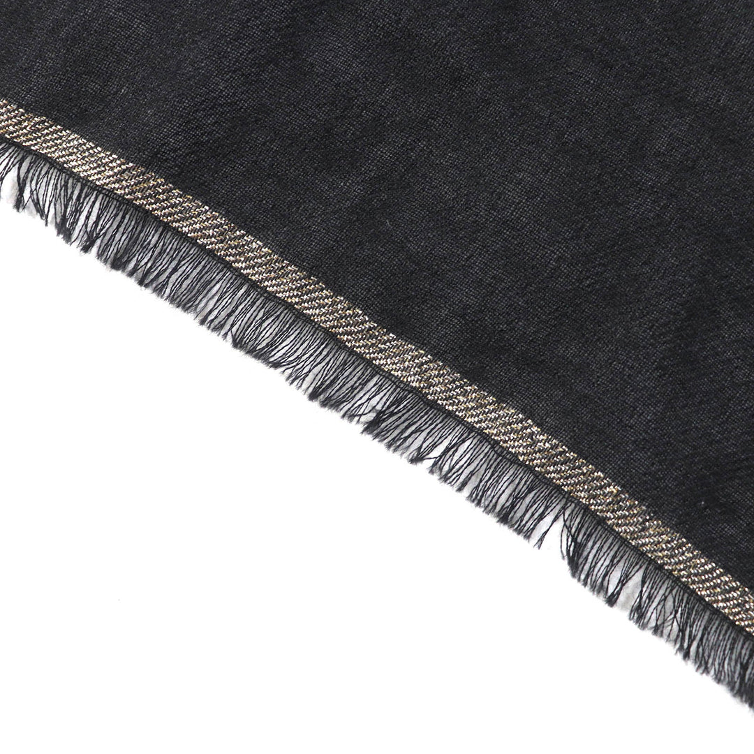CHANEL Scarf 15C Main: 100% cashmere black gold glitter Women Used Authentic