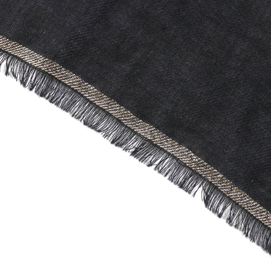 CHANEL Scarf 15C Main: 100% cashmere black gold glitter Women Used Authentic