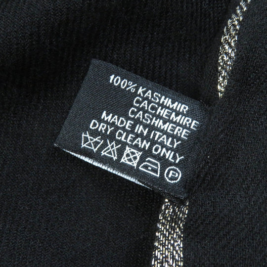CHANEL Scarf 15C Main: 100% cashmere black gold glitter Women Used Authentic