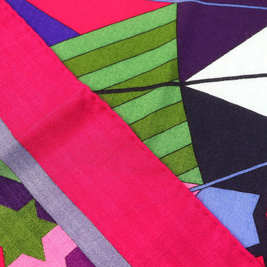 HERMES scarf Main: 65% cashmere, Main: 35% silk multicolor ROSE DE COMPAS Rose of the Compass Women Used Authentic