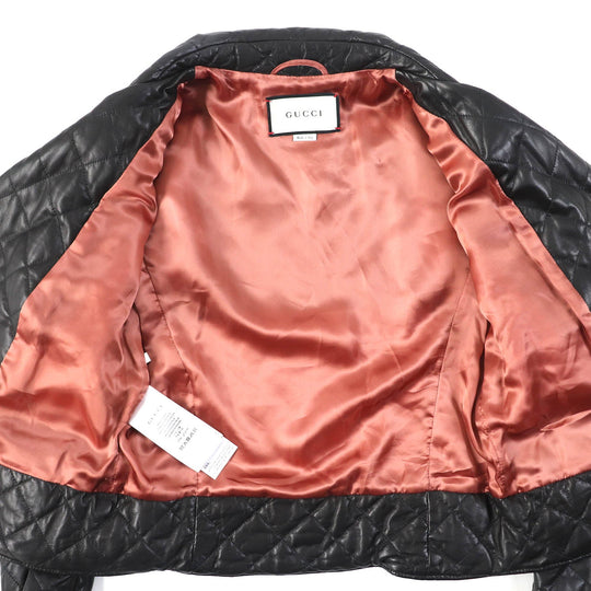 GUCCI Jacket 502674 Main: Lamb leather, Filling: 100% polyester, Lining: 100% cupra, Part: 100% nylon, Part: 100% polyester black Women 36 Used Authentic