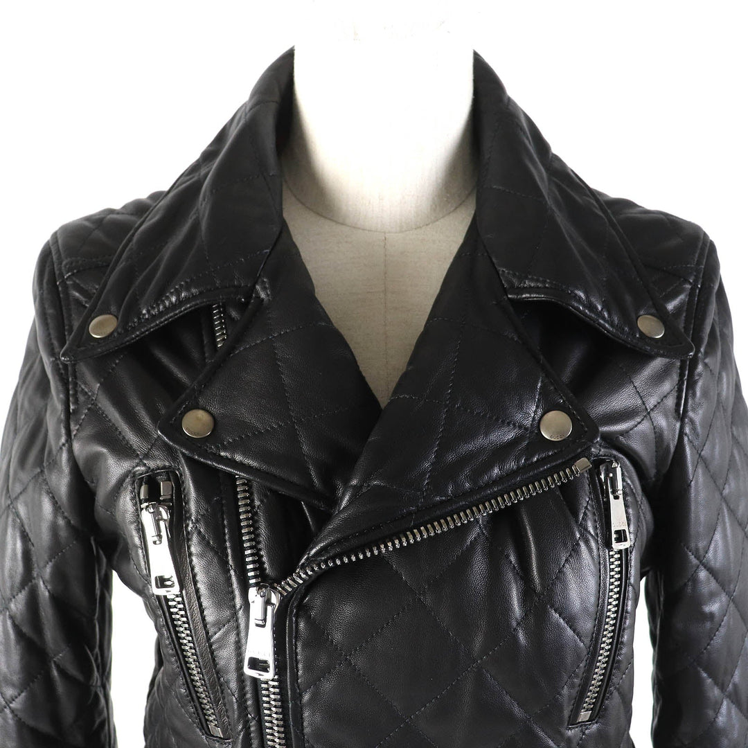 GUCCI Jacket 502674 Main: Lamb leather, Filling: 100% polyester, Lining: 100% cupra, Part: 100% nylon, Part: 100% polyester black Women 36 Used Authentic