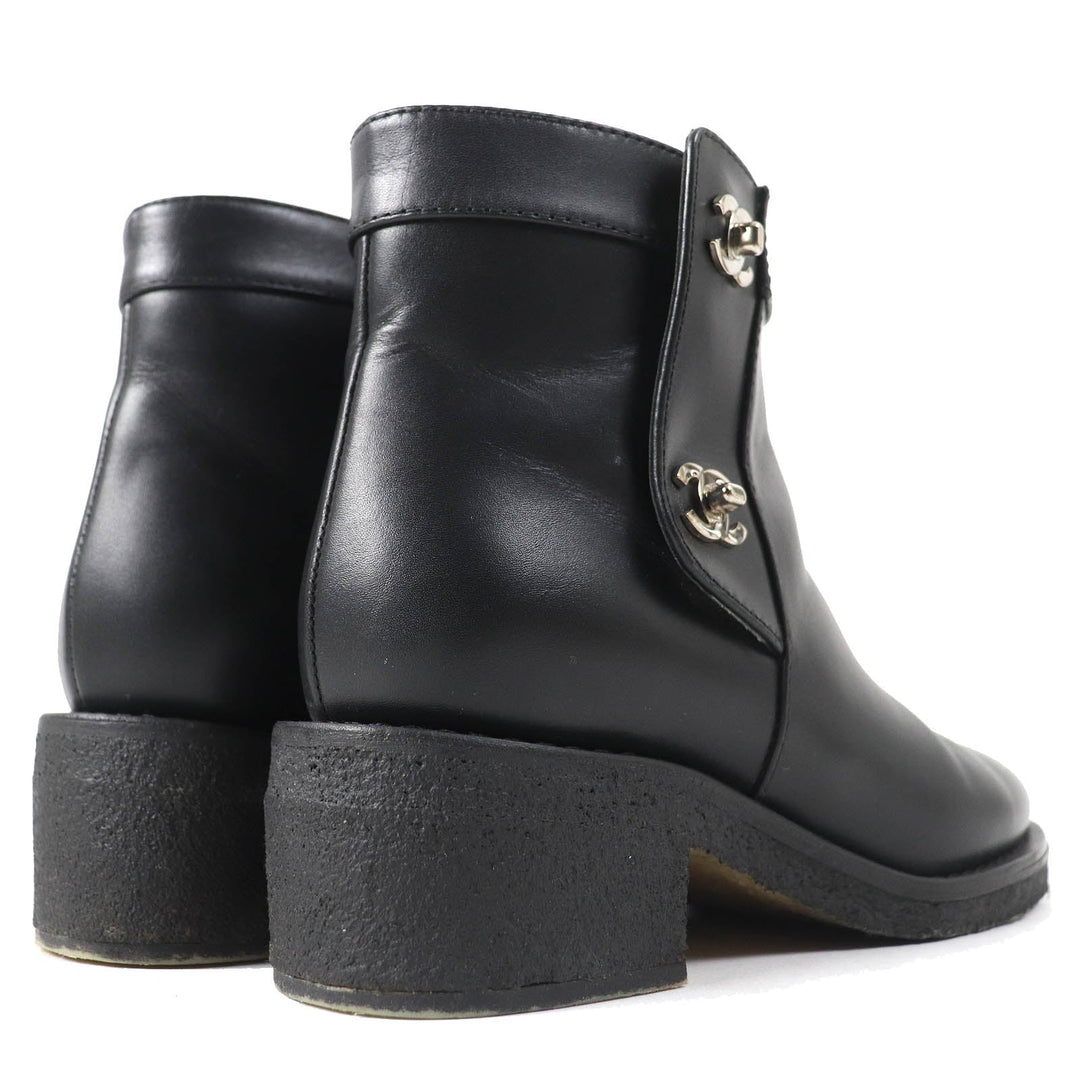 CHANEL short boots G31204 Main: Leather black Women 36 Used Authentic