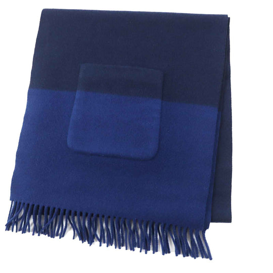 HERMES Scarf H259096S Main: 100% cashmere, Part: 100% silk Navy blue Women Used Authentic