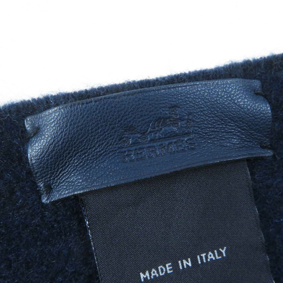 HERMES Scarf H259096S Main: 100% cashmere, Part: 100% silk Navy blue Women Used Authentic