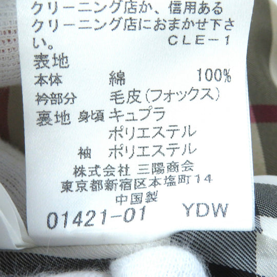 BURBERRY BLUE LABEL trench coat Main: 100% cotton, Fur: Fox, Lining: Cupra, Lining: Polyester, Sleeve lining: Polyester black Women 36 Used Authentic