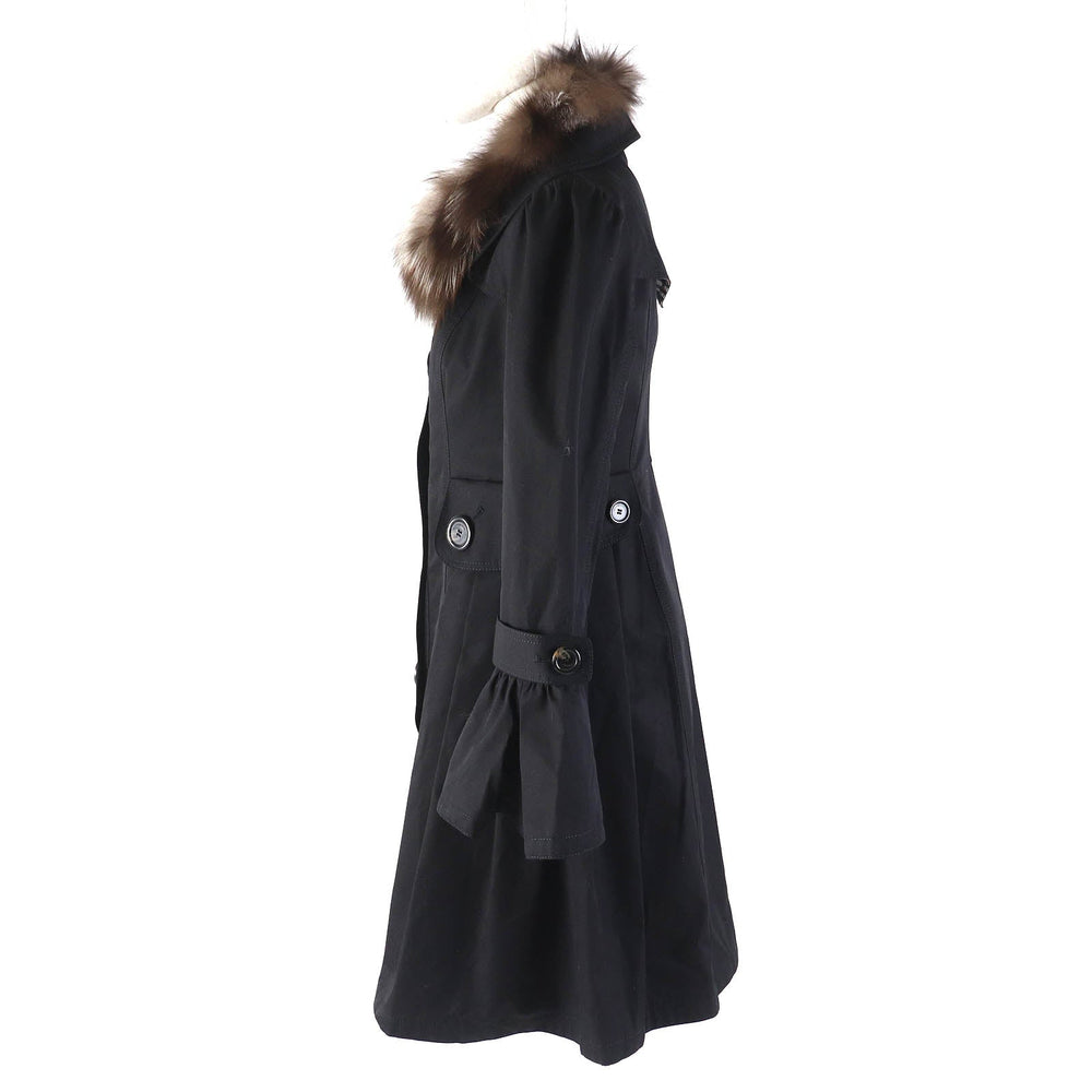BURBERRY BLUE LABEL trench coat Main: 100% cotton, Fur: Fox, Lining: Cupra, Lining: Polyester, Sleeve lining: Polyester black Women 36 Used Authentic