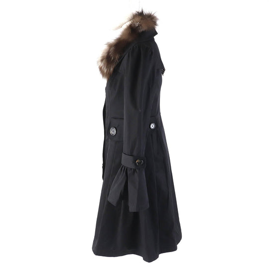BURBERRY BLUE LABEL trench coat Main: 100% cotton, Fur: Fox, Lining: Cupra, Lining: Polyester, Sleeve lining: Polyester black Women 36 Used Authentic