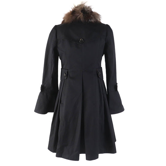 BURBERRY BLUE LABEL trench coat Main: 100% cotton, Fur: Fox, Lining: Cupra, Lining: Polyester, Sleeve lining: Polyester black Women 36 Used Authentic