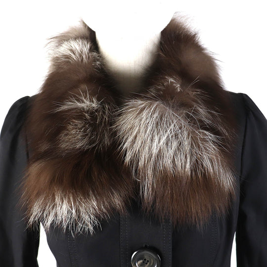 BURBERRY BLUE LABEL trench coat Main: 100% cotton, Fur: Fox, Lining: Cupra, Lining: Polyester, Sleeve lining: Polyester black Women 36 Used Authentic