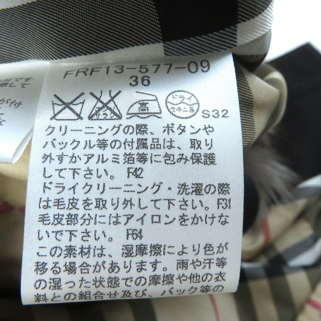 BURBERRY BLUE LABEL trench coat Main: 100% cotton, Fur: Fox, Lining: Cupra, Lining: Polyester, Sleeve lining: Polyester black Women 36 Used Authentic