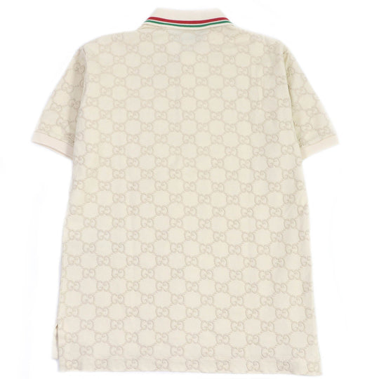 GUCCI Short sleeve polo shirt 753572 Main: 94% cotton, Main: 6% polyurethane, Part: 89% cotton, Part: 11% polyester Ivory mens XS Used Authentic