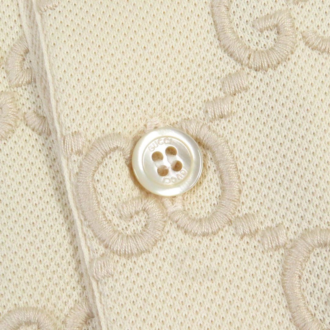 GUCCI Short sleeve polo shirt 753572 Main: 94% cotton, Main: 6% polyurethane, Part: 89% cotton, Part: 11% polyester Ivory mens XS Used Authentic