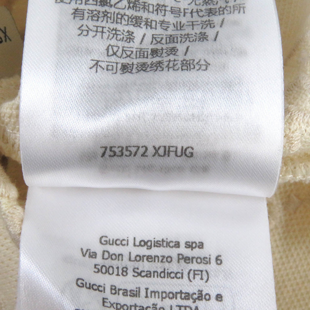 GUCCI Short sleeve polo shirt 753572 Main: 94% cotton, Main: 6% polyurethane, Part: 89% cotton, Part: 11% polyester Ivory mens XS Used Authentic