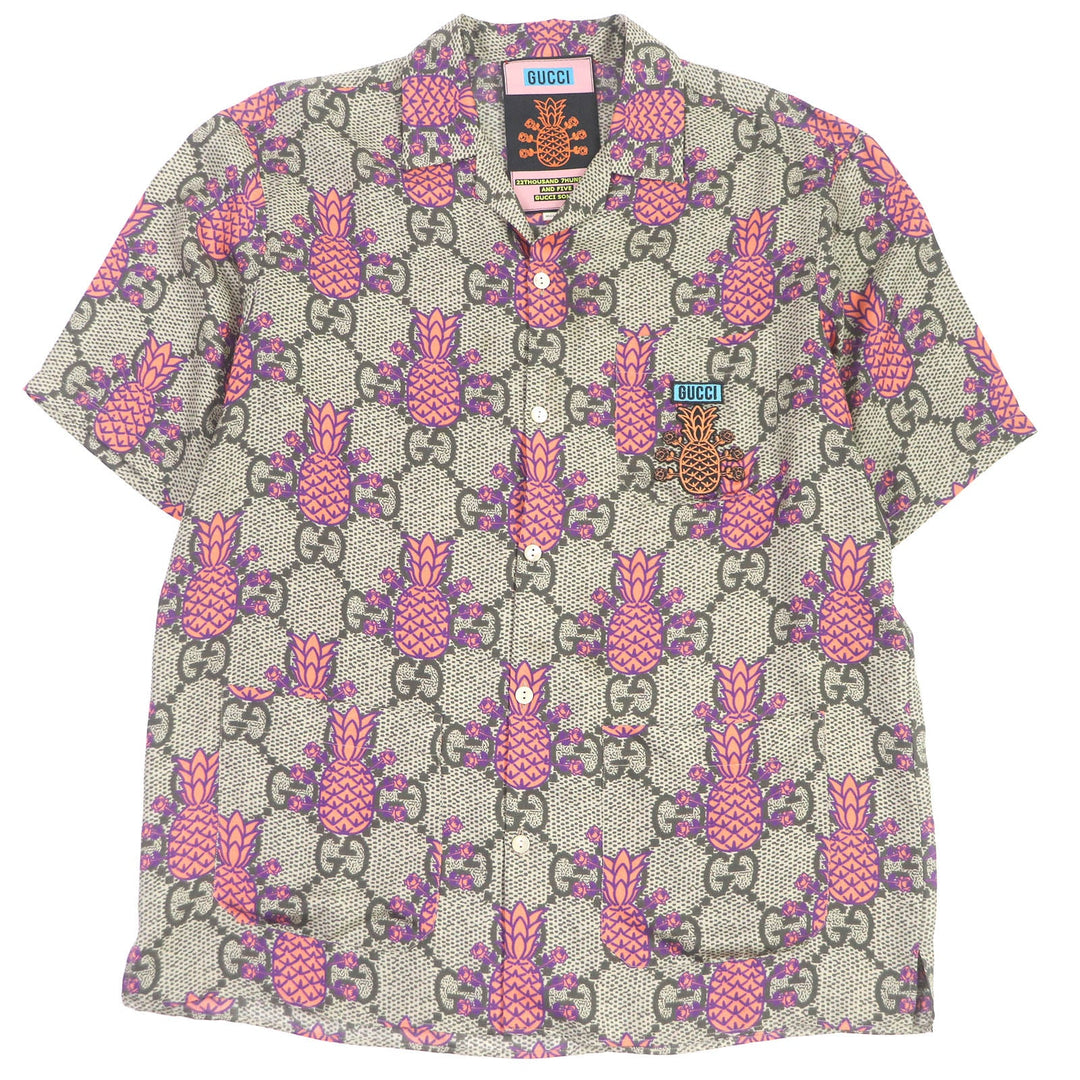 GUCCI Short sleeve shirt 669202 Main: 100% silk, Part: 100% polyester beige mens 46 Used Authentic