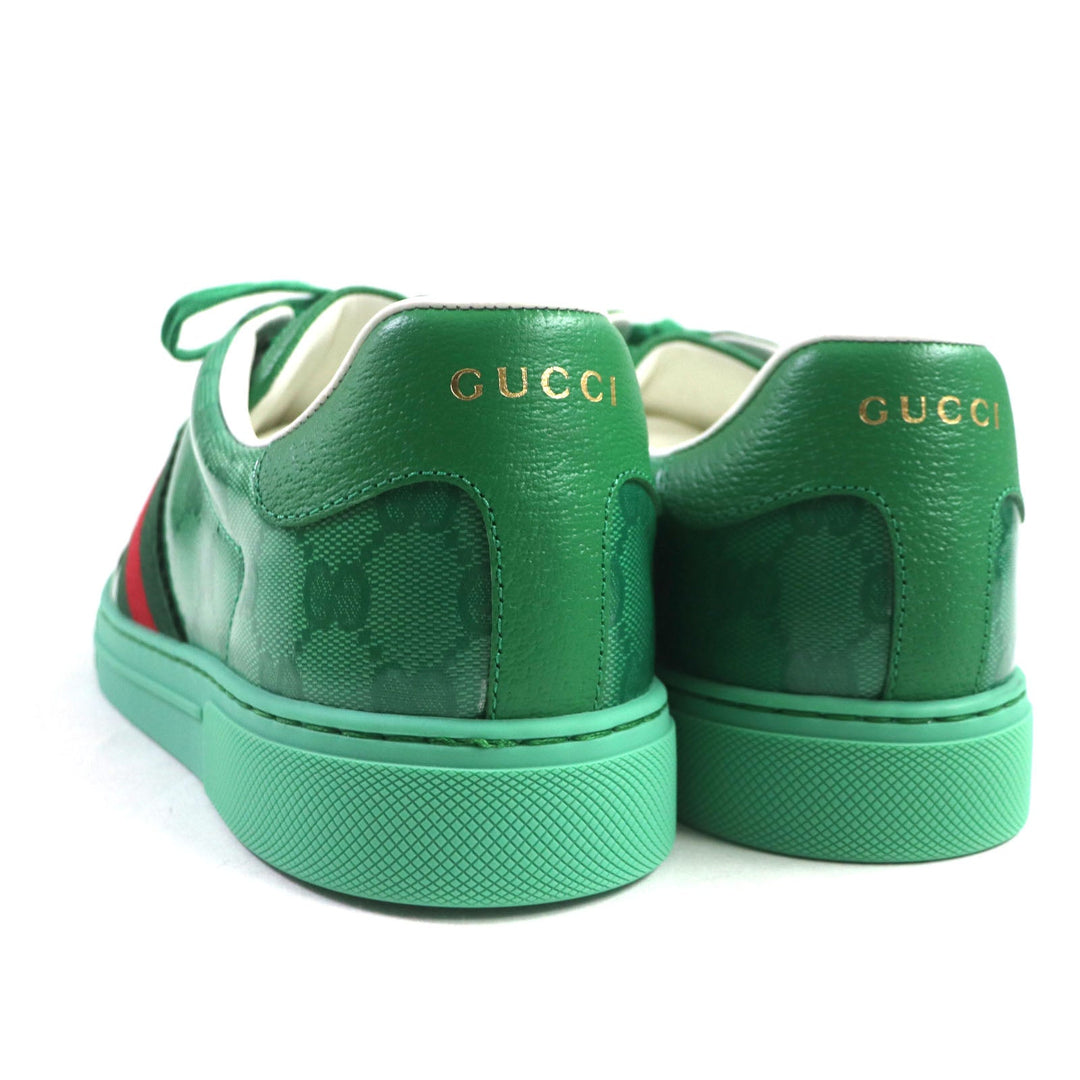 GUCCI Low cut sneakers 760775 Main: GG Crystal green Web line ACE Ace mens 7 1/2 Used Authentic