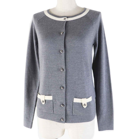 COACH cardigan Outer fabric: 100% wool Gray white Women XS Used Authentic