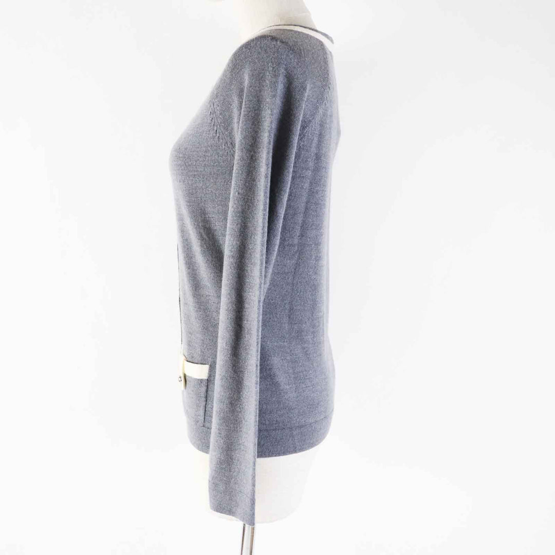 COACH cardigan Outer fabric: 100% wool Gray white Women XS Used Authentic