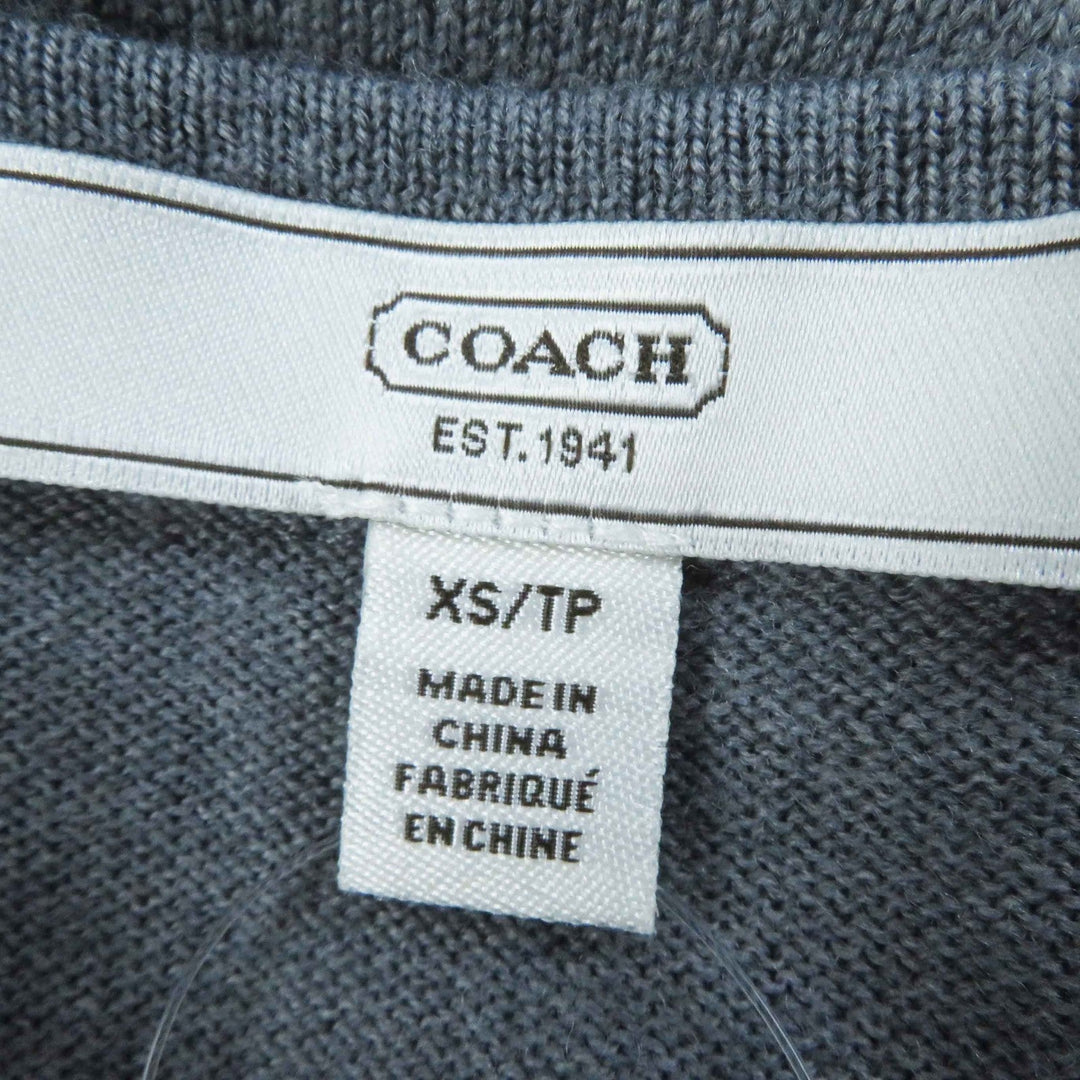 COACH cardigan Outer fabric: 100% wool Gray white Women XS Used Authentic