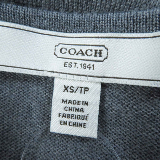 COACH cardigan Outer fabric: 100% wool Gray white Women XS Used Authentic