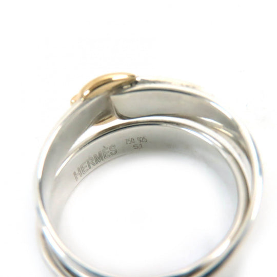 HERMES Ring Main: SV925, Part: 750 Silver gold Double true mens 51 Used Authentic