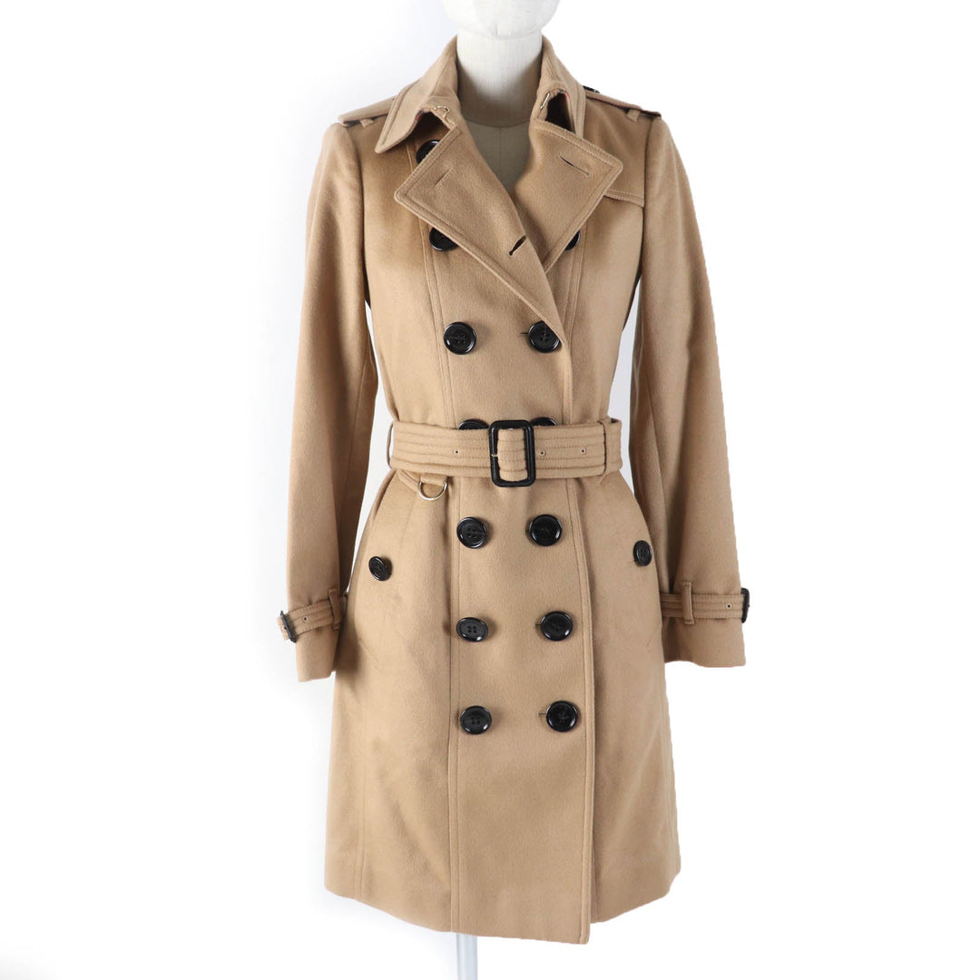 BURBERRY LONDON trench coat Main: 100% cashmere, Part: 66% wool, Part: 22% nylon, Part: 12% cashmere, Sleeve lining: 100% viscose (rayon) Brown SANDRINGHAM Sandringham Women 36 Used Authentic
