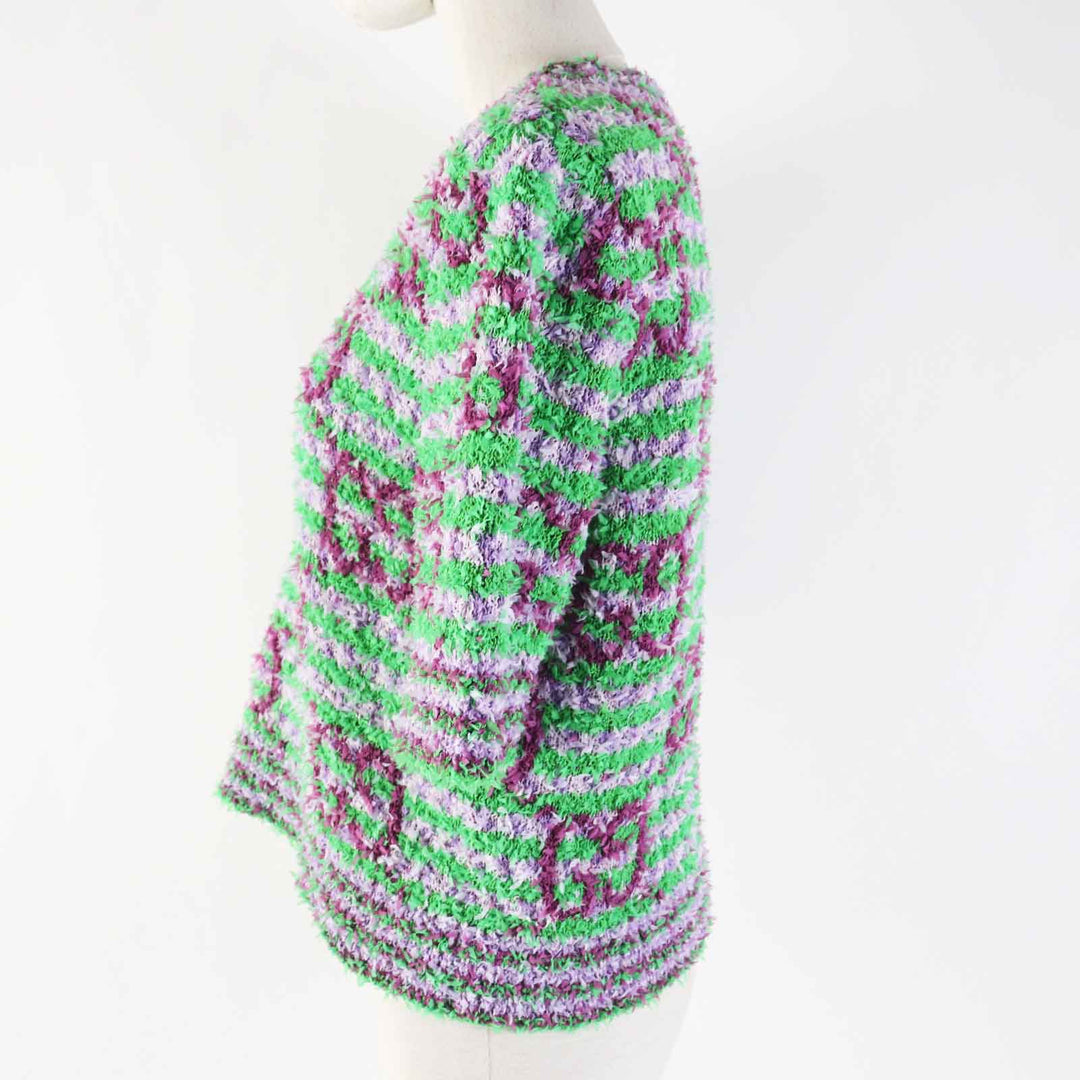 GUCCI knit 695796 Outer material: 53% cotton, Outer material: 47% nylon Purple green Women M Used Authentic