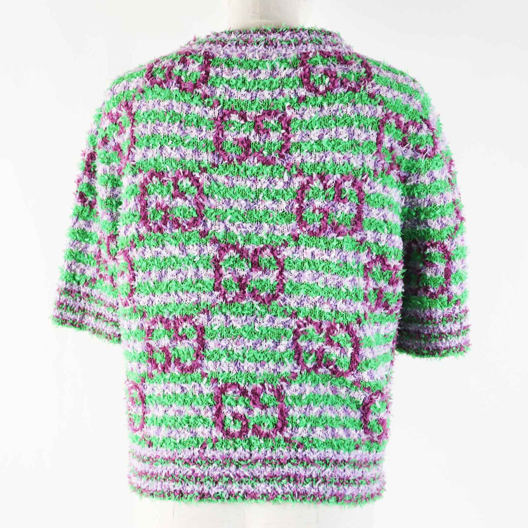 GUCCI knit 695796 Outer material: 53% cotton, Outer material: 47% nylon Purple green Women M Used Authentic
