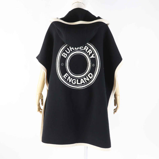 BURBERRY poncho 8031544 Outer material: 70% wool, Outer material: 28% cashmere, Outer material: 1% polyamide (nylon) Black White Women ONE SIZE Used Authentic