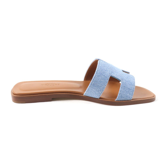 HERMES Sandals Main: Denim, Part: Leather Indigo Oran Women 35 Used Authentic