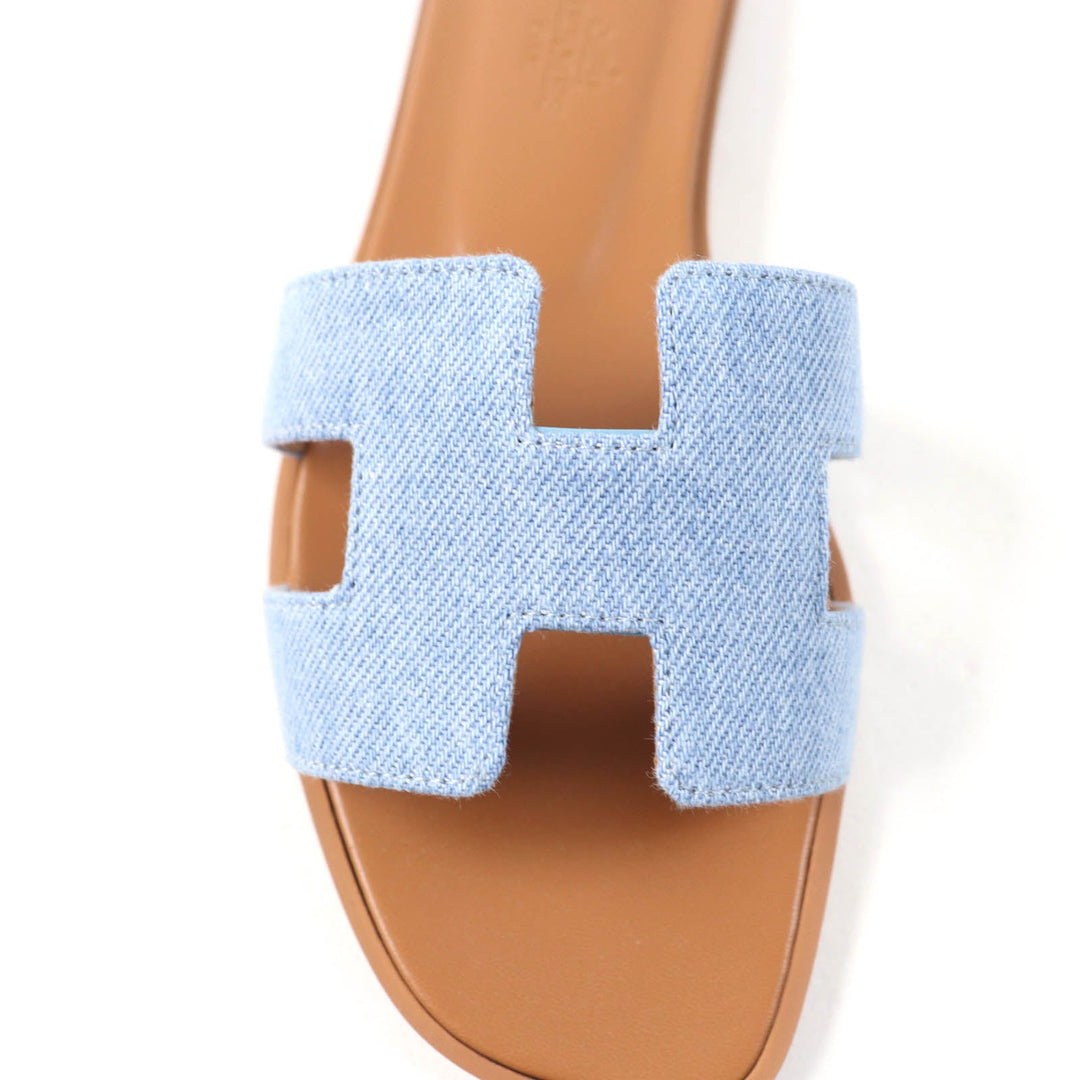 HERMES Sandals Main: Denim, Part: Leather Indigo Oran Women 35 Used Authentic