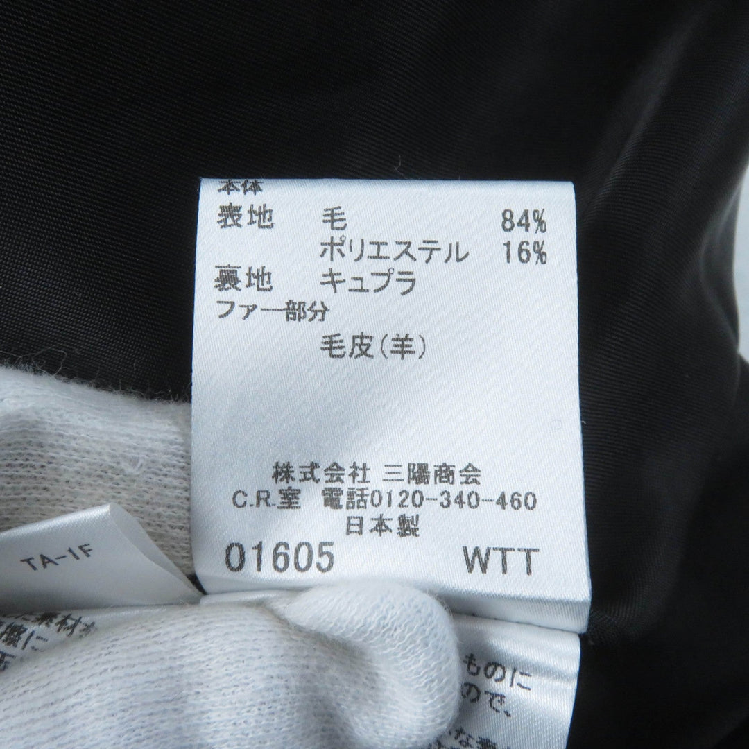 BURBERRY LONDON coat Outer: 84% wool, Outer: 16% polyester, Lining: Cupra, Fur: Mouton Purple gray Women 38 Used Authentic