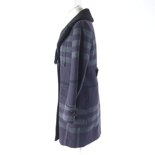 BURBERRY LONDON coat Outer: 84% wool, Outer: 16% polyester, Lining: Cupra, Fur: Mouton Purple gray Women 38 Used Authentic