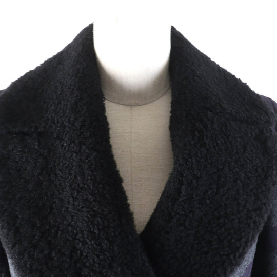 BURBERRY LONDON coat Outer: 84% wool, Outer: 16% polyester, Lining: Cupra, Fur: Mouton Purple gray Women 38 Used Authentic