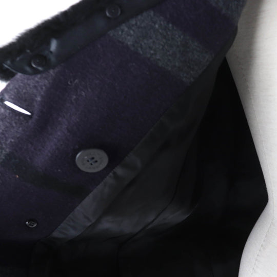 BURBERRY LONDON coat Outer: 84% wool, Outer: 16% polyester, Lining: Cupra, Fur: Mouton Purple gray Women 38 Used Authentic