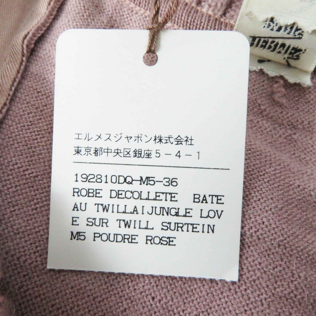 HERMES one piece Main: 100% silk, Main: 100% alpaca pink JUNGLE LOVE Women 36 Used Authentic