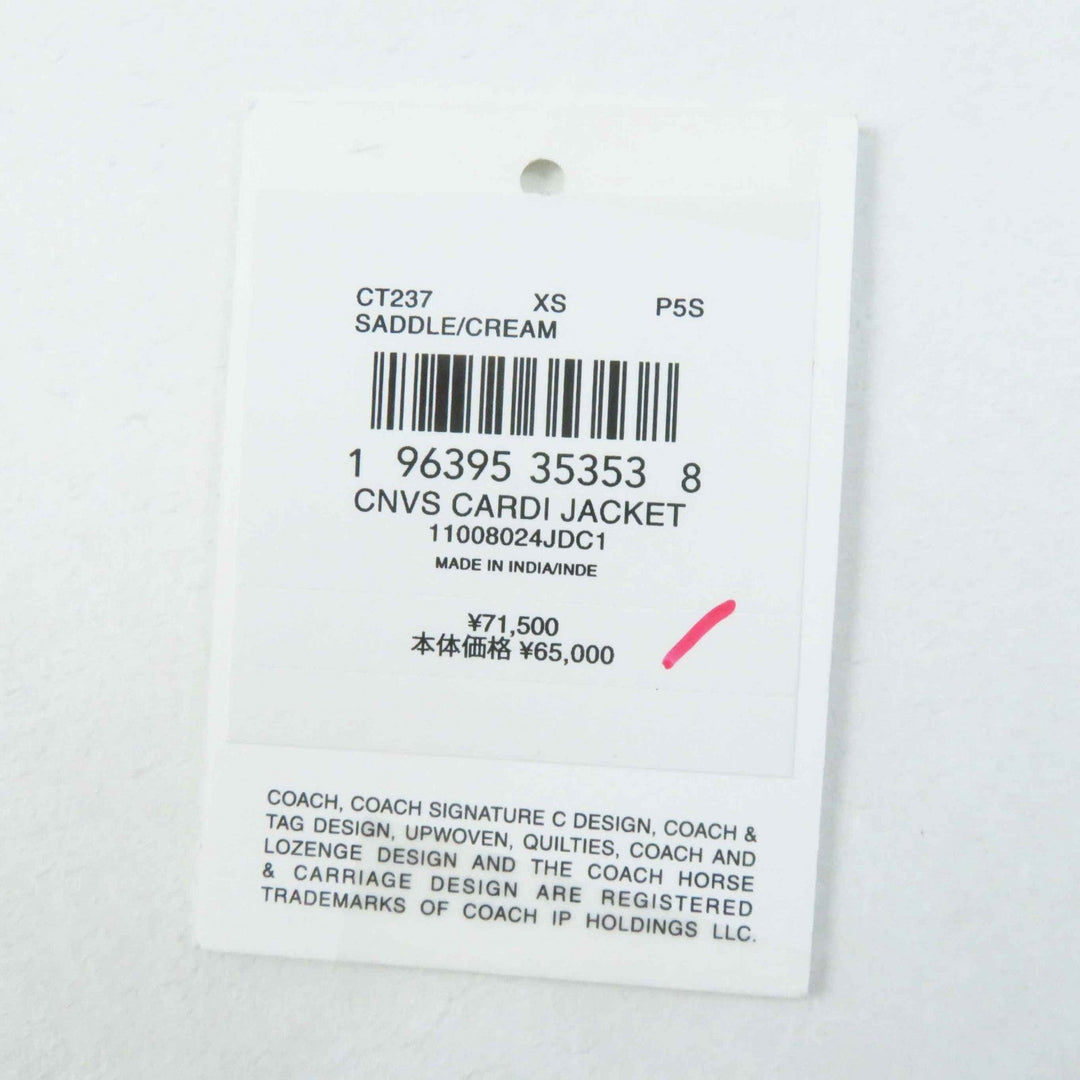 COACH No color jacket CT237 Outer: 51% cotton, Outer: 49% linen, Lining: 58% polyester, Lining: 42% rayon, Part: sheep leather Light Beige Camel Women XS Used Authentic