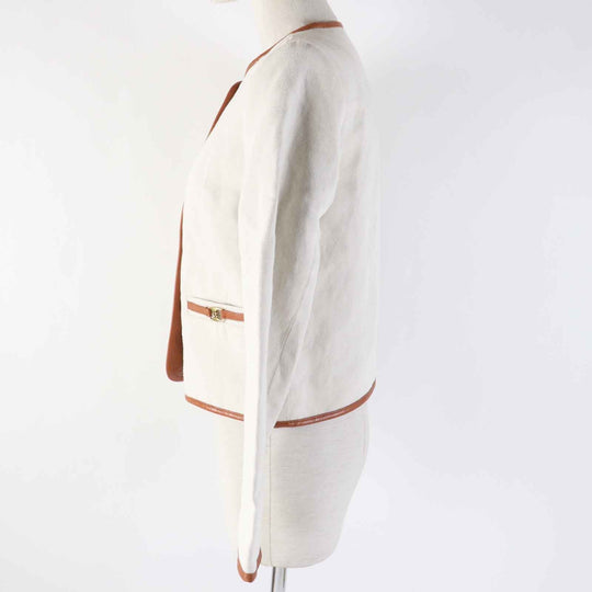 COACH No color jacket CT237 Outer: 51% cotton, Outer: 49% linen, Lining: 58% polyester, Lining: 42% rayon, Part: sheep leather Light Beige Camel Women XS Used Authentic