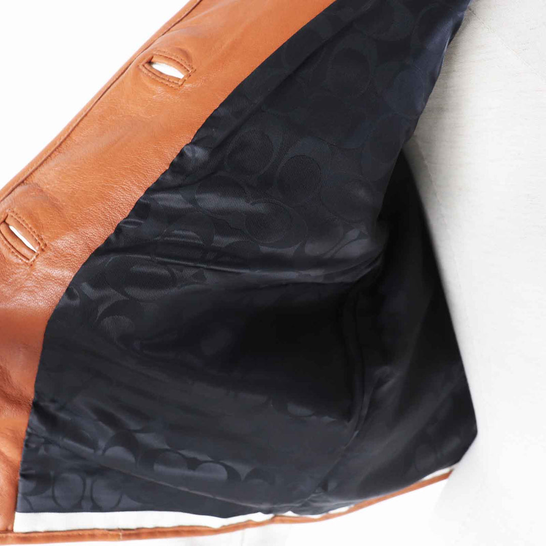 COACH No color jacket CT237 Outer: 51% cotton, Outer: 49% linen, Lining: 58% polyester, Lining: 42% rayon, Part: sheep leather Light Beige Camel Women XS Used Authentic