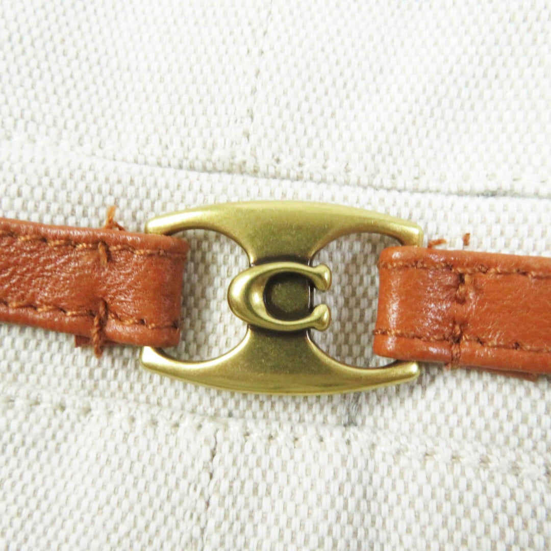 COACH No color jacket CT237 Outer: 51% cotton, Outer: 49% linen, Lining: 58% polyester, Lining: 42% rayon, Part: sheep leather Light Beige Camel Women XS Used Authentic