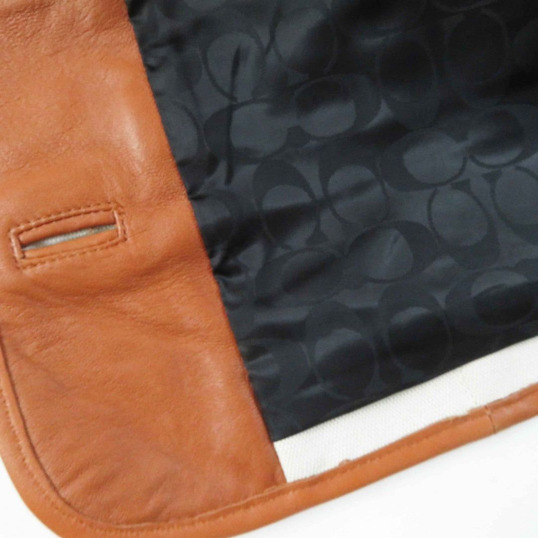 COACH No color jacket CT237 Outer: 51% cotton, Outer: 49% linen, Lining: 58% polyester, Lining: 42% rayon, Part: sheep leather Light Beige Camel Women XS Used Authentic