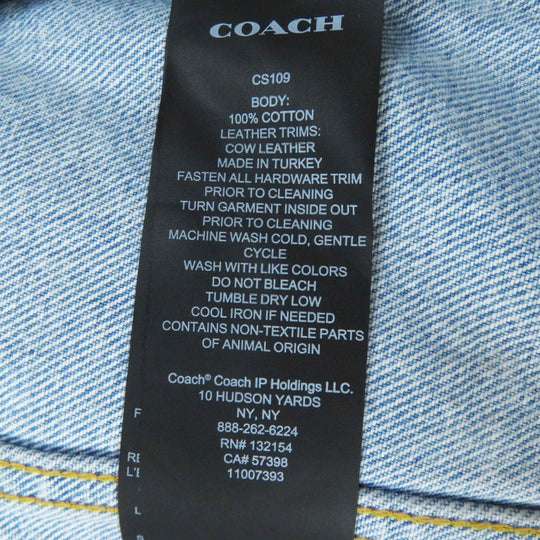 COACH Denim Jacket CS109 Main: 100% cotton, Leather part: Cowhide Light blue Women XS Used Authentic