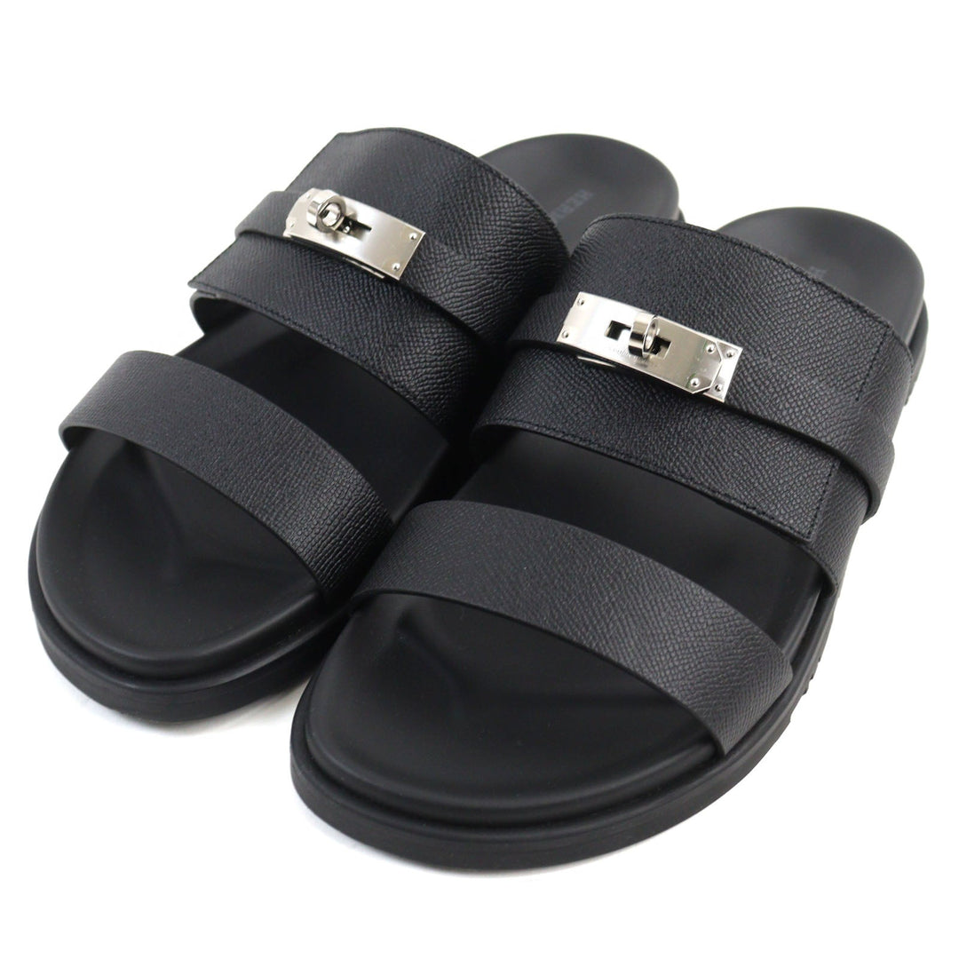 HERMES Sandals Main�FEpsom black Jackson mens 44 Used Authentic