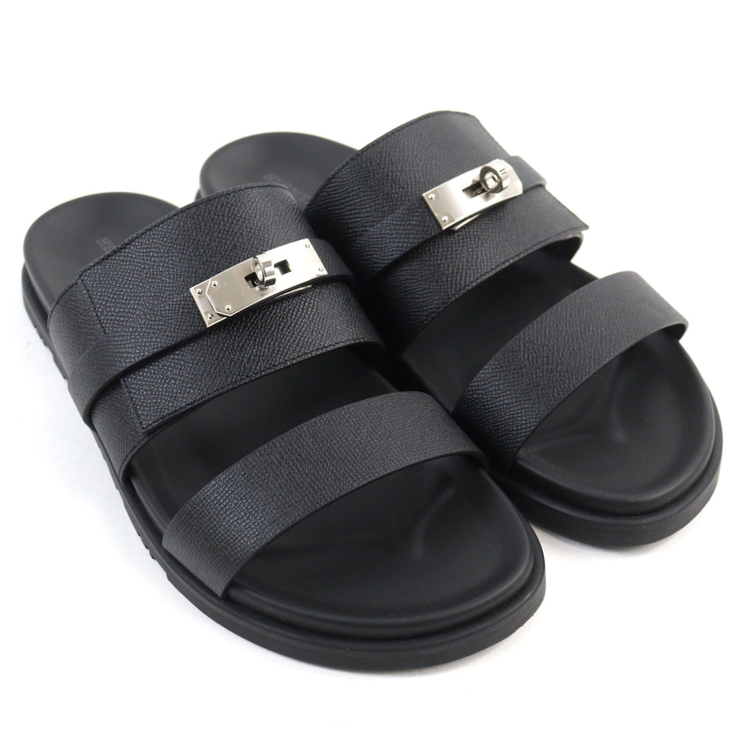 HERMES Sandals Main�FEpsom black Jackson mens 44 Used Authentic
